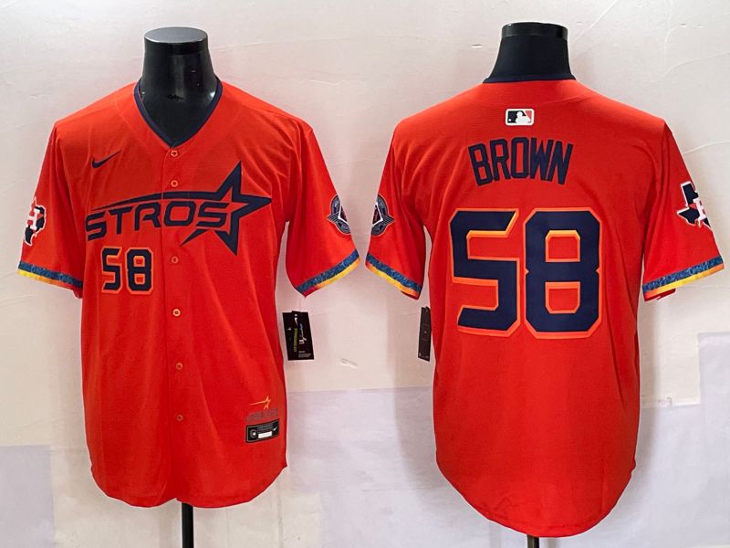 Men Houston Astros #58 Brown Orange Fourth generation Joint Name 2025 Nike MLB Jersey style 5